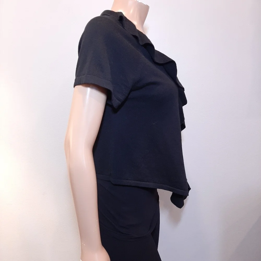 3/$20 Banana Republic Ruffled Open Cardigan Sweater Merino Wool Short Sleeve - Picture 9 of 12
